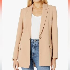 Womens Blazer Jacket in Beige - Classic Tailored Suit Jacket